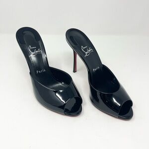 Christian Louboutin Me Dolly 100mm Patent Leather Mule Sandal Black Size 40.5 EU